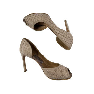 Salvatore Ferragamo DORSAY SUEDE PERFORATED OPEN TOE SIZE 7.5